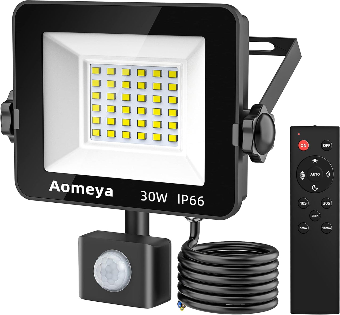 Aomeya Motion Sensor Outdoor Security Light, 30W 2750 Lumen LED Floodlights with PIR Sensor, IP66 Waterproof Motion Sensor Outdoor Wall Light with Remote Control for Garden, Backyard, Garage